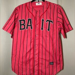 BAIT MEN SLUGGERS BASEBALL JERSEY - PINSTRIPE (RED / BLACK)